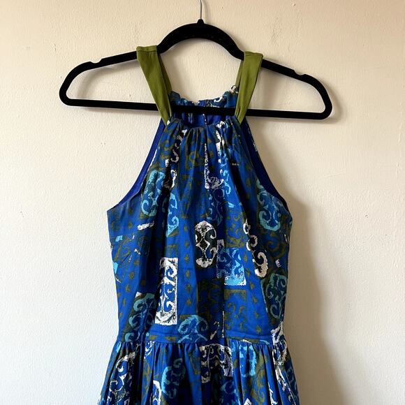 Pinup Couture midi dress blue printed size S J3 - Picture 2 of 6